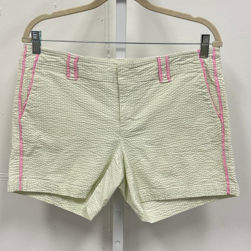 Y2K Lilly Pulitzer Palm Beach Fit Seersucker Mini Bermuda Shorts Striped Sz 8